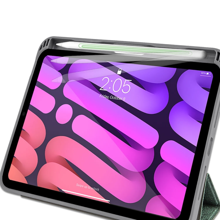 For iPad mini 6 / mini 2024 Mutural YASHI Series Cloth Pattern Texture Horizontal Flip Tablet Case(Green) - free shipping - PMC TechLife - Order now!