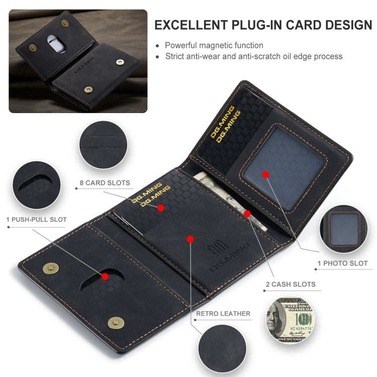 DG.MING M2 Series 3-Fold Card Bag(Black) - Card & Passport Bags by DG.MING | Online Shopping South Africa | PMC TechLife