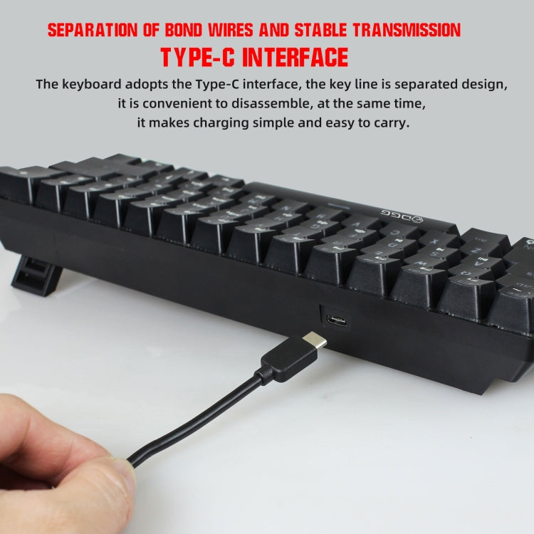 HXSJ V900 61 Keys Cool Lighting Effect Mechanical Wired Keyboard(Black) - free shipping - PMC Jewellery - Order now!