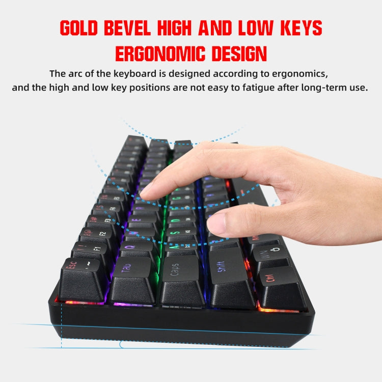 HXSJ V900 61 Keys Cool Lighting Effect Mechanical Wired Keyboard(Black) - free shipping - PMC Jewellery - Order now!