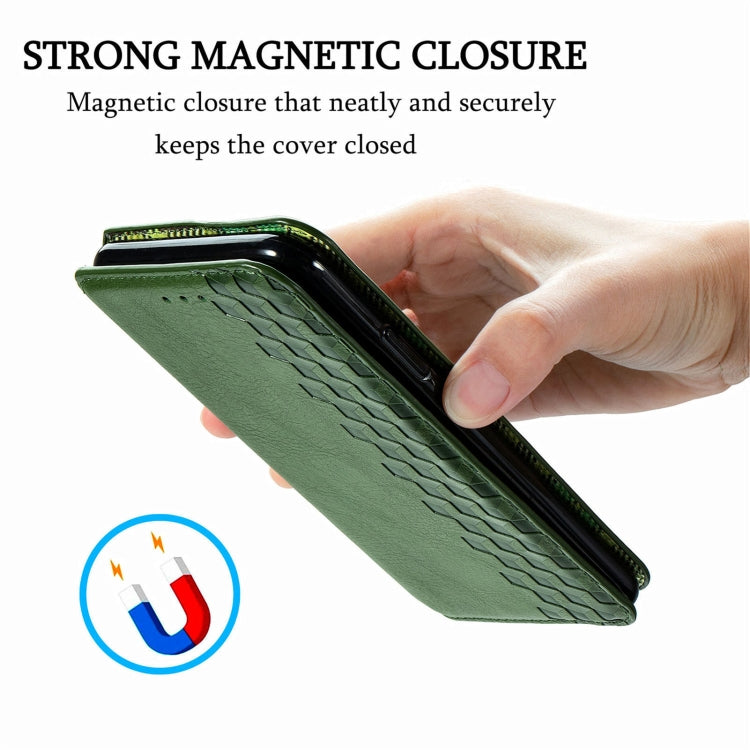 For Doogee N40 Pro Cubic Grid Pressed Horizontal Flip Magnetic Leather Case with Holder & Card Slots & Wallet(Green) - More Brand by PMC TechLife | Online Shopping South Africa | PMC TechLife | Buy Now Pay Later Mobicred