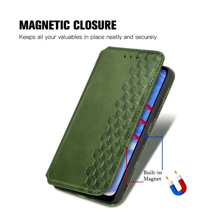 For Doogee N40 Pro Cubic Grid Pressed Horizontal Flip Magnetic Leather Case with Holder & Card Slots & Wallet(Green) - More Brand by PMC TechLife | Online Shopping South Africa | PMC TechLife | Buy Now Pay Later Mobicred