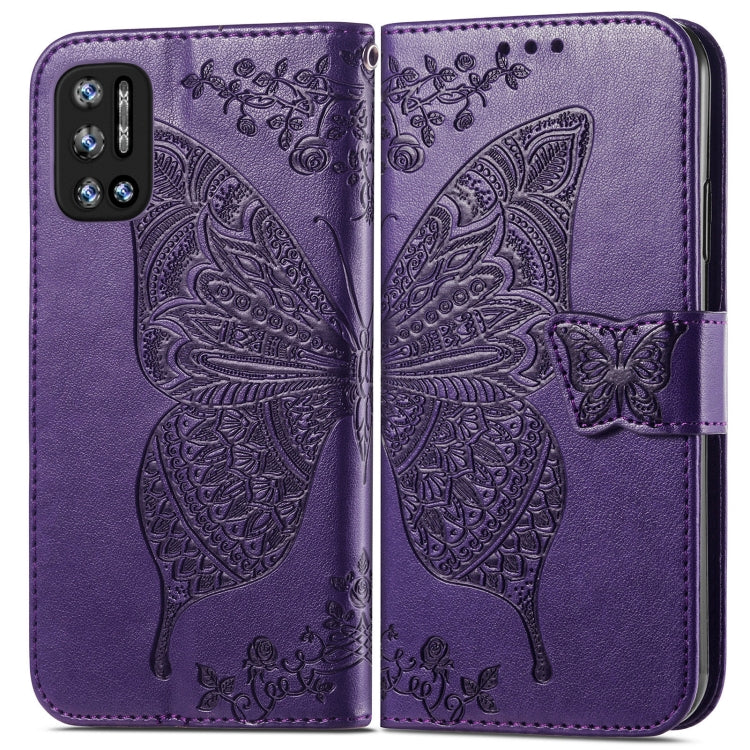 For DOOGEE N40 Pro Butterfly Love Flowers Embossed Horizontal Flip Leather Case with Holder & Card Slots & Wallet & Lanyard(Dark Purple) - More Brand by PMC TechLife | Online Shopping South Africa | PMC TechLife | Buy Now Pay Later Mobicred
