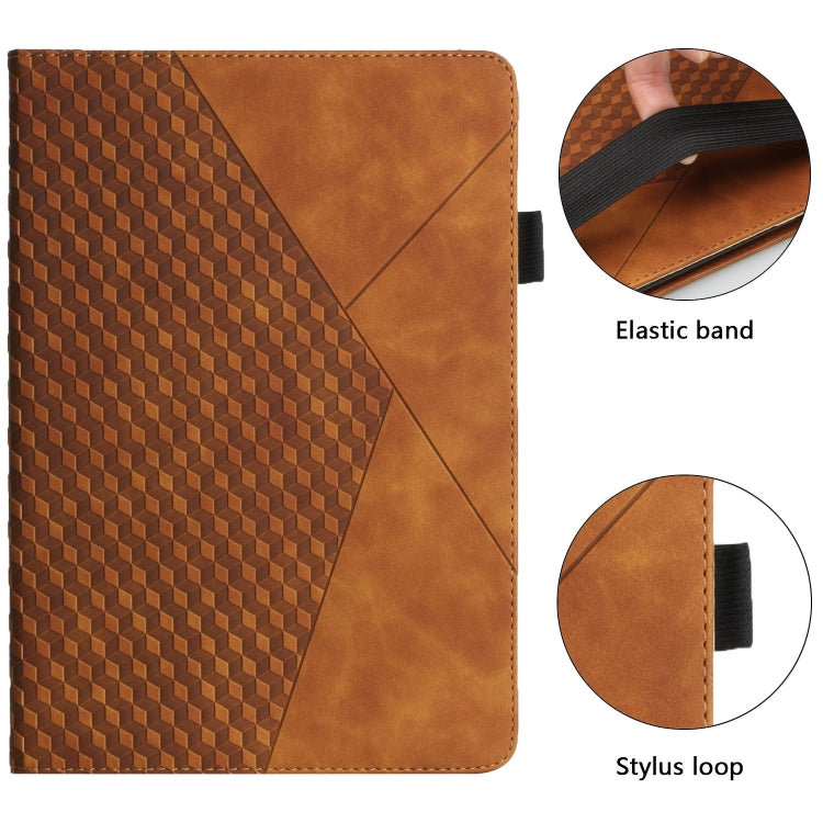 For OPPO Realme Pad Rhombus Skin Feel Horizontal Flip Tablet Leather Case with Card Slots & Holder(Brown) - Realme by PMC TechLife | Online Shopping South Africa | PMC TechLife | Buy Now Pay Later Mobicred