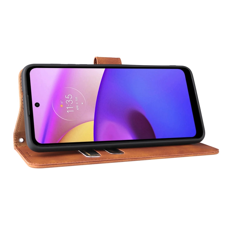 For Motorola Moto E20 / E30 / E40 Skin Feel Magnetic Horizontal Flip Phone Leather Case with Holder & Card Slots & Wallet(Brown) - Motorola Cases by PMC TechLife | Online Shopping South Africa | PMC TechLife | Buy Now Pay Later Mobicred