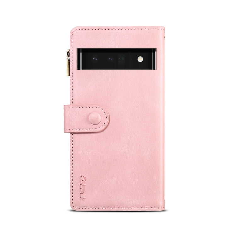For Google Pixel 6 Retro Frosted Leather Phone Case with Holder & Card Slot & Wallet & Zipper Pocket & Lanyard(Rose Gold) - Google Cases by PMC TechLife | Online Shopping South Africa | PMC TechLife | Buy Now Pay Later Mobicred