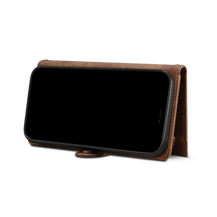 For Google Pixel 6 Pro Retro Frosted Leather Phone Case with Holder & Card Slot & Wallet & Zipper Pocket & Lanyard(Brown) - Google Cases by PMC TechLife | Online Shopping South Africa | PMC TechLife | Buy Now Pay Later Mobicred