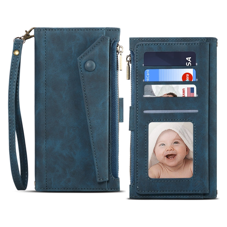 For Google Pixel 6 Pro Retro Frosted Leather Phone Case with Holder & Card Slot & Wallet & Zipper Pocket & Lanyard(Deep Green) - Google Cases by PMC TechLife | Online Shopping South Africa | PMC TechLife | Buy Now Pay Later Mobicred