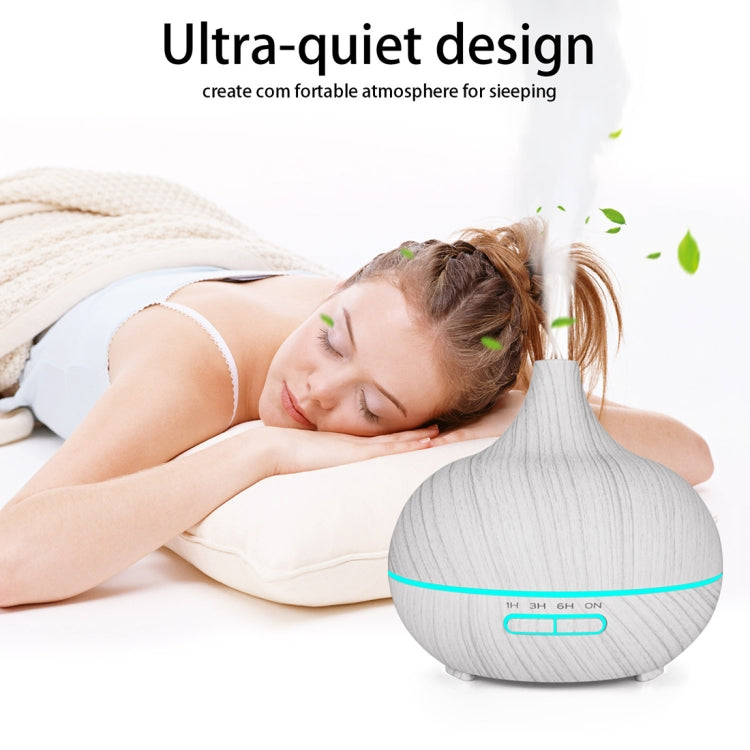 USB 400ml Wood Texture Fragrance Machine Pointed Mouth Humidifier Automatic Alcohol Sprayer with Colorful LED Light & Remote Control(White) - free shipping - PMC TechLife - Order now!