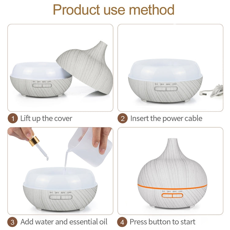 USB 400ml Wood Texture Fragrance Machine Pointed Mouth Humidifier Automatic Alcohol Sprayer with Colorful LED Light & Remote Control(Khaki) - free shipping - PMC TechLife - Order now!