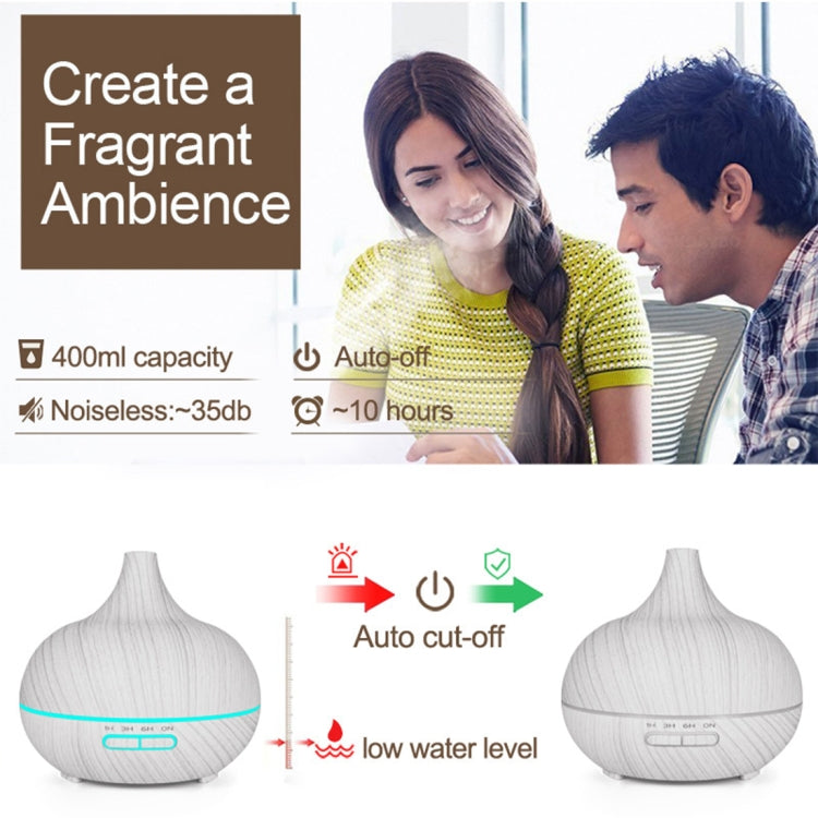 USB 400ml Wood Texture Fragrance Machine Pointed Mouth Humidifier Automatic Alcohol Sprayer with Colorful LED Light & Remote Control(Khaki) - free shipping - PMC TechLife - Order now!