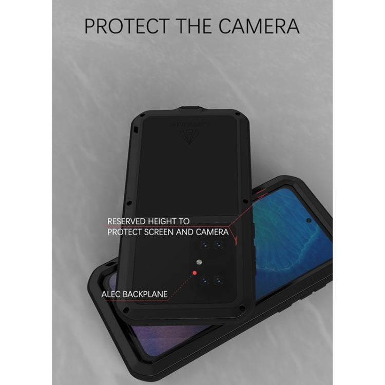 For Huawei P50 LOVE MEI Metal Shockproof Waterproof Dustproof Protective Phone Case with Glass(Black) - free shipping - PMC TechLife - Order now!