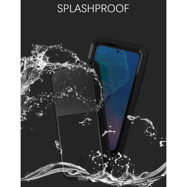 For Huawei P50 LOVE MEI Metal Shockproof Waterproof Dustproof Protective Phone Case with Glass(Black) - free shipping - PMC TechLife - Order now!