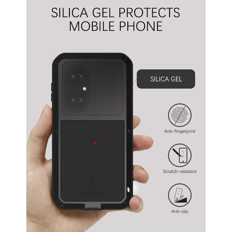 For Huawei P50 LOVE MEI Metal Shockproof Waterproof Dustproof Protective Phone Case with Glass(Silver) - free shipping - PMC TechLife - Order now!