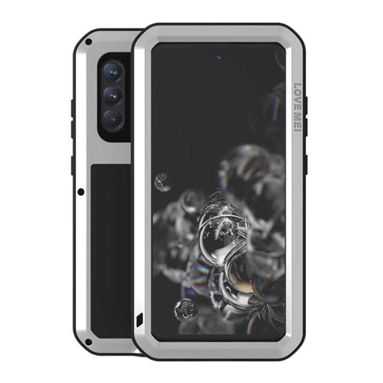 For Samsung Galaxy S21 FE LOVE MEI Metal Shockproof Waterproof Dustproof Protective Phone Case with Glass(Silver) - Galaxy Phone Cases by LOVE MEI | Online Shopping South Africa | PMC TechLife | Buy Now Pay Later Mobicred