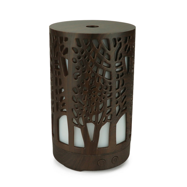 USB 200ml Hollow-out Forest Pattern Wooden Essential Oil Aromatherapy Machine Ultrasonic Humidifier Automatic Alcohol Sprayer(Dark Brown-3) - free shipping - PMC TechLife - Order now!