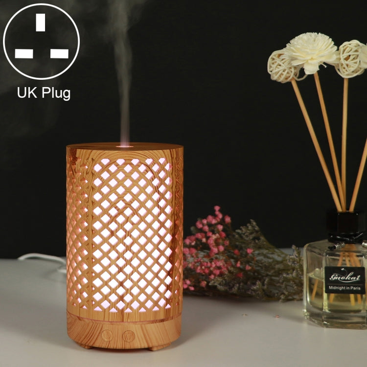 200ml Hollow-out Forest Pattern Wooden Essential Oil Aromatherapy Machine Ultrasonic Humidifier Automatic Alcohol Sprayer, Plug Specification:UK Plug(Light Brown-1) - free shipping - PMC TechLife - Order now!