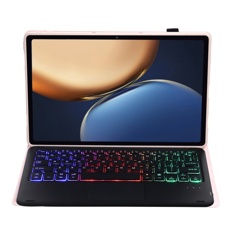 AHV7-AS Lambskin Texture Tri-color Backlight Bluetooth Keyboard Leather Tablet Case with Touchpad For Honor Tablet V7 Pro(Pink) - Huawei Keyboard by PMC TechLife | Online Shopping South Africa | PMC TechLife