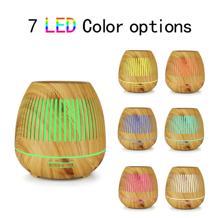 400ml Hollow-out LED Humidifier Wood Grain Air Purifier Aromatherapy Machine Automatic Alcohol Sprayer with Colorful LED Light, Plug Specification:UK Plug(Light Brown) - free shipping - PMC TechLife - Order now!