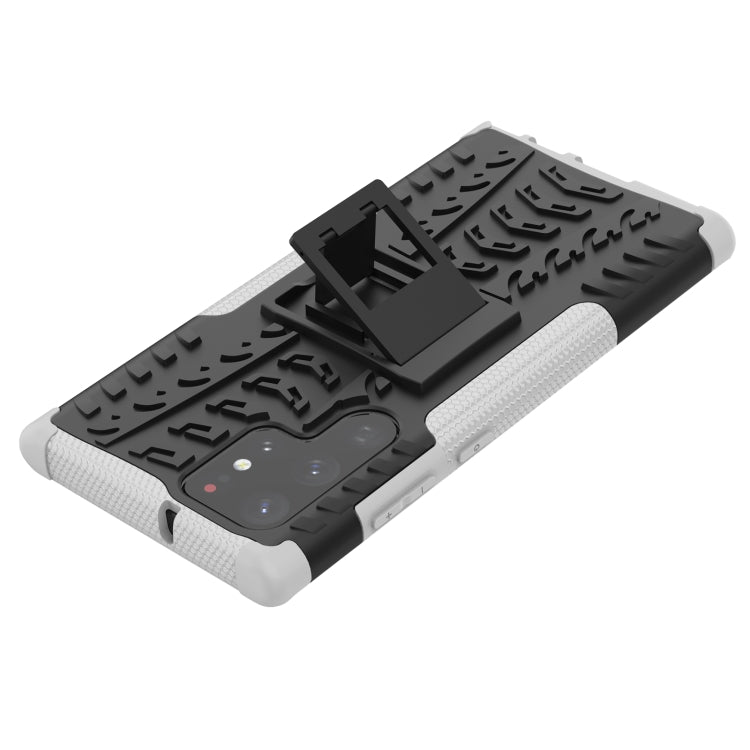 For Samsung Galaxy S22 Ultra 5G Tire Texture TPU + PC Phone Case with Holder(White) - Galaxy S22 Ultra 5G Cases by PMC TechLife | Online Shopping South Africa | PMC TechLife