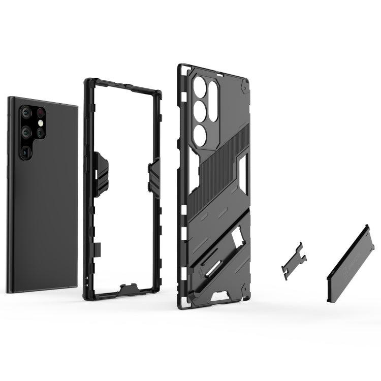For Samsung Galaxy S22 Ultra 5G Punk Armor 2 in 1 PC + TPU Shockproof Phone Case with Invisible Holder(White) - Galaxy S22 Ultra 5G Cases by PMC TechLife | Online Shopping South Africa | PMC TechLife