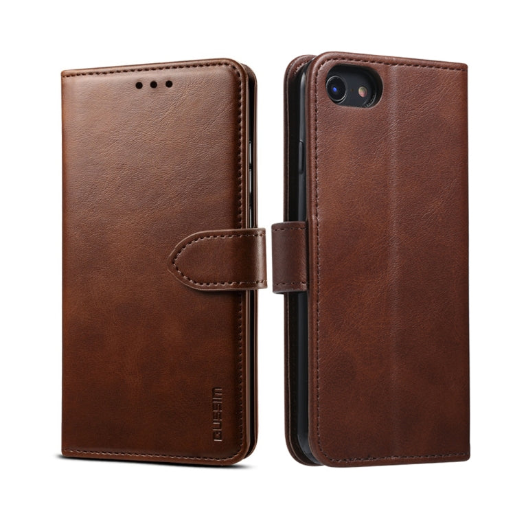 For iPhone 8  / 7 GUSSIM Magnetic Horizontal Flip Leather Case with Holder & Card Slots & & Wallet(Brown) - More iPhone Cases by GUSSIM | Online Shopping South Africa | PMC TechLife