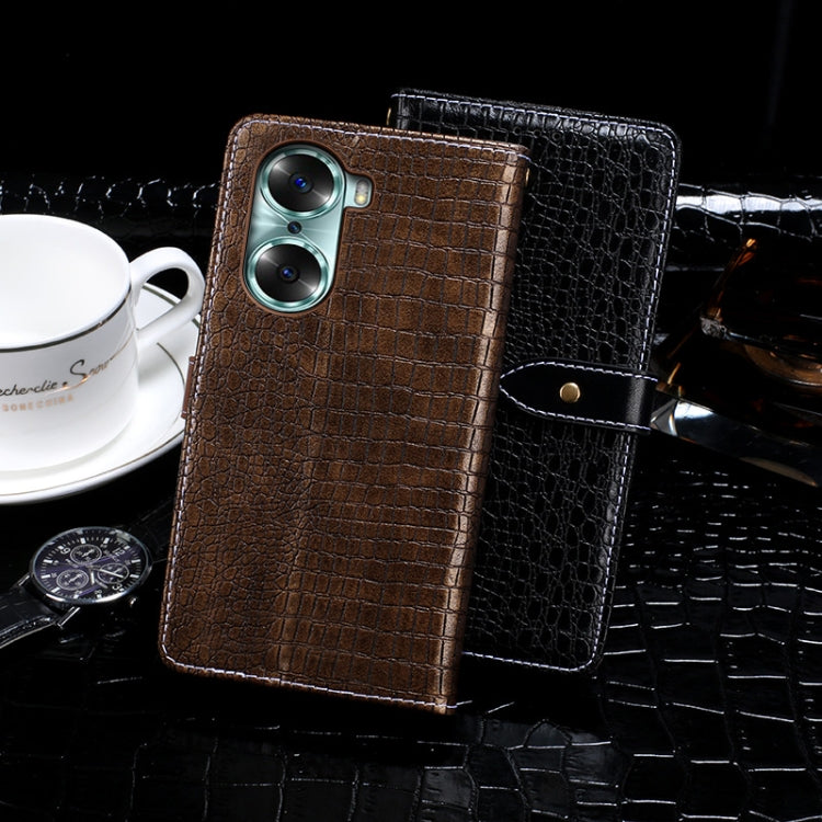 For Honor 60 Pro idewei Crocodile Texture Leather Phone Case(Black) - free shipping - PMC Jewellery - Order now!