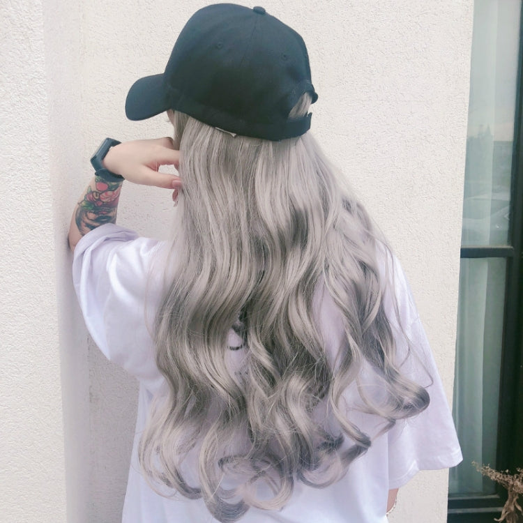 Hat Big Curve Wig One-piece Long Curly Chemical Fiber Headgear for Women(Granny Grey) - free shipping - PMC TechLife - Order now!