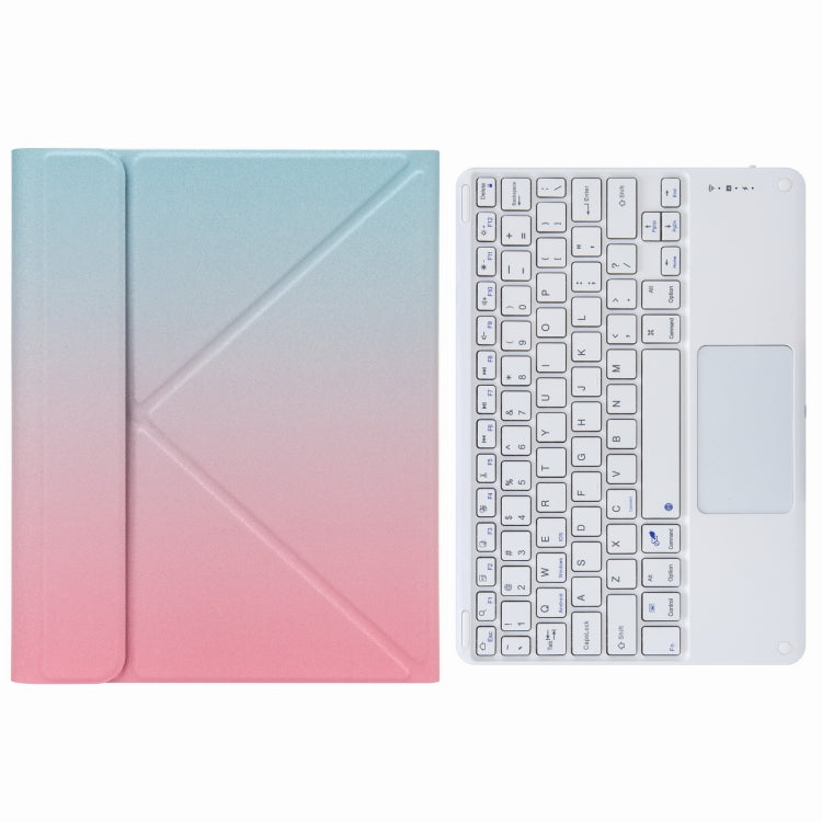 H-102C Touch Bluetooth Keyboard Leather Case with Rear Three-fold Holder For iPad 10.2 2020 & 2019 / Pro 10.5 inch(Pink Blue) - Universal by PMC TechLife | Online Shopping South Africa | PMC TechLife