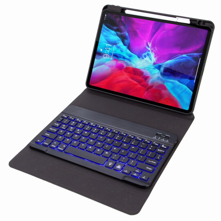 H-109S Monochrome Backlight Bluetooth Keyboard Leather Case with Rear Three-fold Holder For iPad Pro 11 inch 2021 & 2020 & 2018 / Air 2020 10.9(Black) - Universal by PMC TechLife | Online Shopping South Africa | PMC TechLife