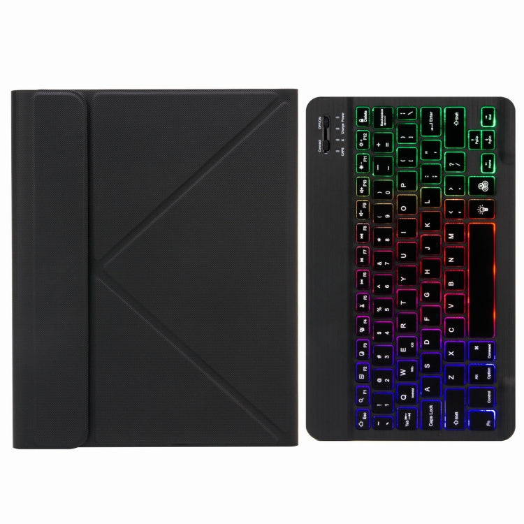H-102S3 Tri-color Backlight Bluetooth Keyboard Leather Case with Rear Three-fold Holder For iPad 10.2 2020 & 2019 / Pro 10.5 inch(Black) - Universal by PMC TechLife | Online Shopping South Africa | PMC TechLife