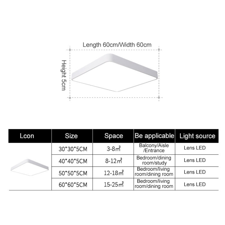 Macaron LED Square Ceiling Lamp, White Light, Size:50cm(White) - Celling Lights & Chandeliers by PMc TechLife | Online Shopping South Africa | PMc TechLife | Buy Now Pay Later Mobicred