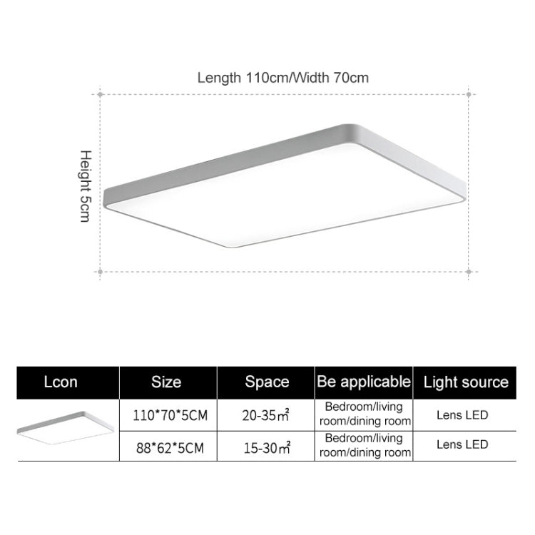 Macaron LED Rectangle Ceiling Lamp, White Light, Size:88x62cm(White) - Celling Lights & Chandeliers by PMc TechLife | Online Shopping South Africa | PMc TechLife | Buy Now Pay Later Mobicred