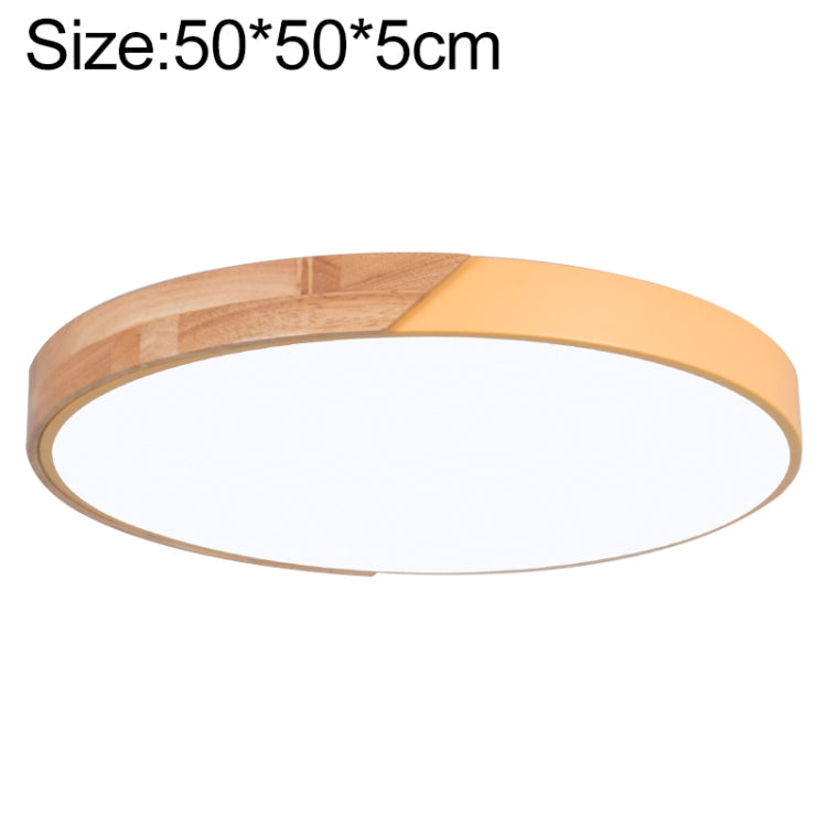 Wood Macaron LED Round Ceiling Lamp, White Light, Size:50cm(Yellow) - Celling Lights & Chandeliers by PMc TechLife | Online Shopping South Africa | PMc TechLife | Buy Now Pay Later Mobicred