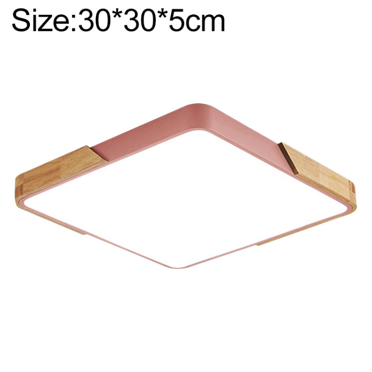 Wood Macaron LED Square Ceiling Lamp, 3-Colors Light, Size:30cm(Pink) - Celling Lights & Chandeliers by PMc TechLife | Online Shopping South Africa | PMc TechLife | Buy Now Pay Later Mobicred