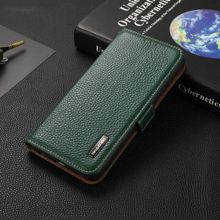 For Sony Xperia 5 III KHAZNEH Side-Magnetic Litchi Genuine Leather RFID Case(Green) - Sony Cases by PMC TechLife | Online Shopping South Africa | PMC TechLife | Buy Now Pay Later Mobicred