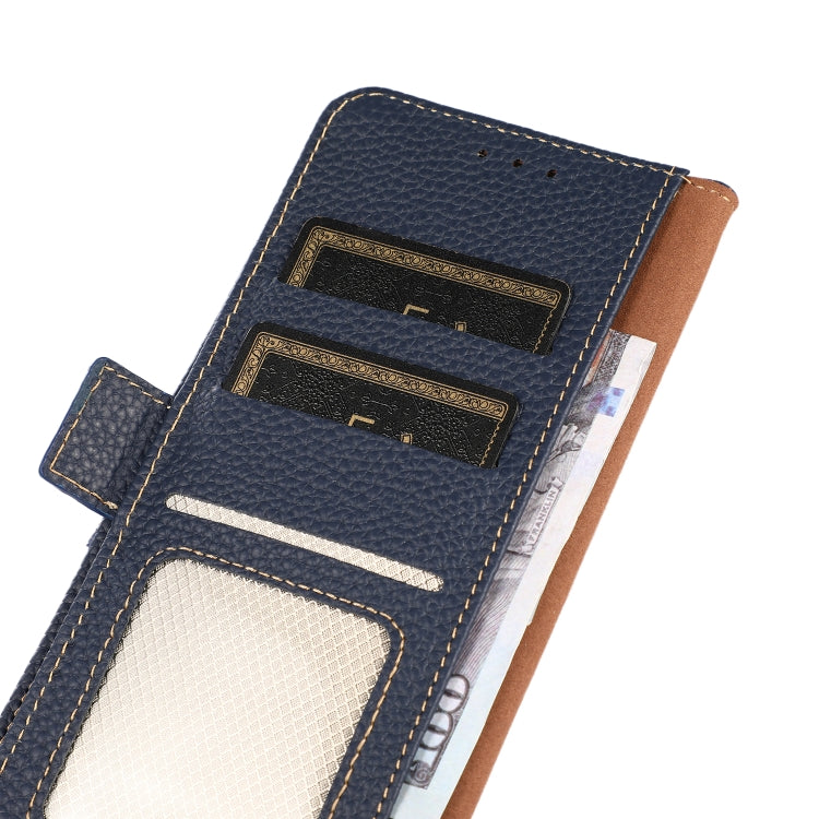 For Nokia C10 / C20 KHAZNEH Side-Magnetic Litchi Genuine Leather RFID Phone Case(Blue) - Nokia Cases by PMC TechLife | Online Shopping South Africa | PMC TechLife | Buy Now Pay Later Mobicred