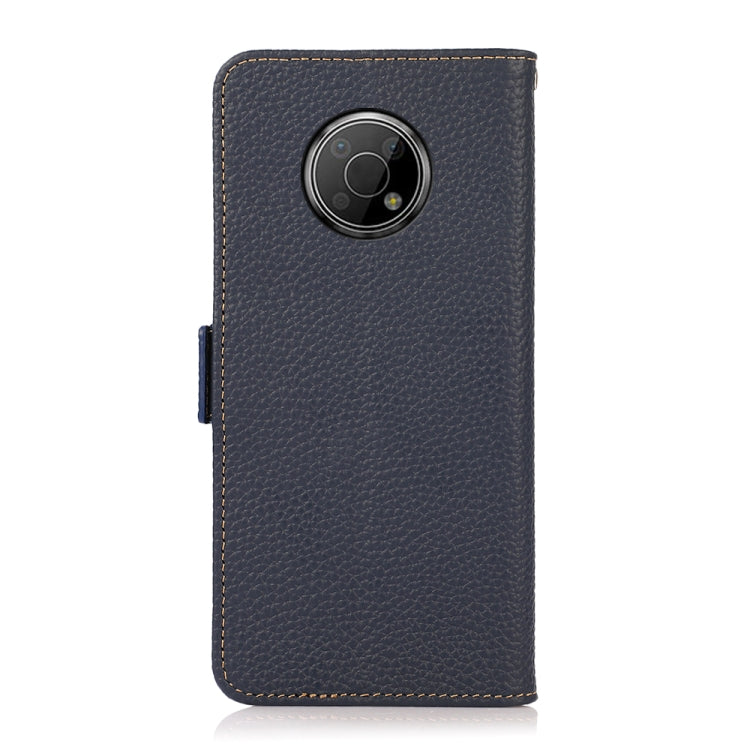 For Nokia G300 KHAZNEH Side-Magnetic Litchi Genuine Leather RFID Phone Case(Blue) - free shipping - PMC TechLife - Order now!