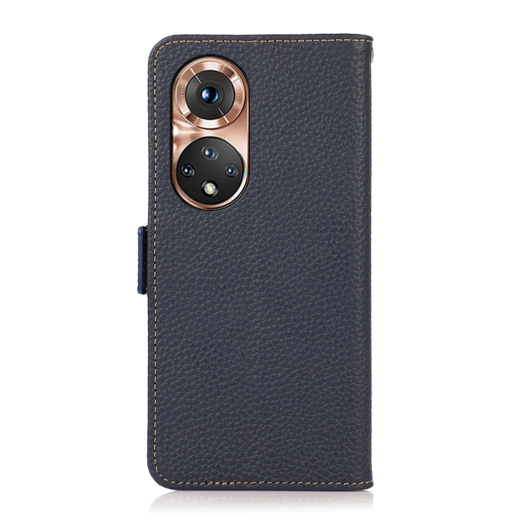 For Honor 50 KHAZNEH Side-Magnetic Litchi Genuine Leather RFID Phone Case(Blue) - Honor Cases by PMC TechLife | Online Shopping South Africa | PMC TechLife | Buy Now Pay Later Mobicred