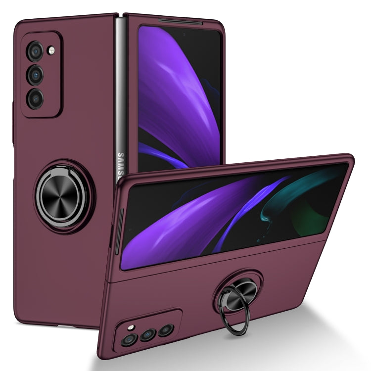 For Samsung Galaxy Z Fold2 5G Armor Ring Holder Phone Case(Wine Red) - Galaxy Phone Cases by PMC TechLife | Online Shopping South Africa | PMC TechLife