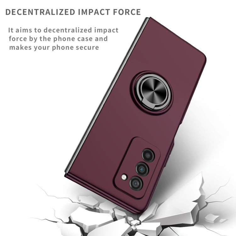 For Samsung Galaxy Z Fold2 5G Armor Ring Holder Phone Case(Wine Red) - Galaxy Phone Cases by PMC TechLife | Online Shopping South Africa | PMC TechLife