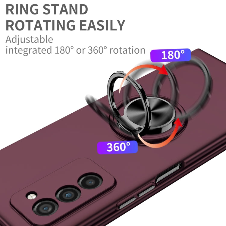 For Samsung Galaxy Z Fold2 5G Armor Ring Holder Phone Case(Wine Red) - Galaxy Phone Cases by PMC TechLife | Online Shopping South Africa | PMC TechLife