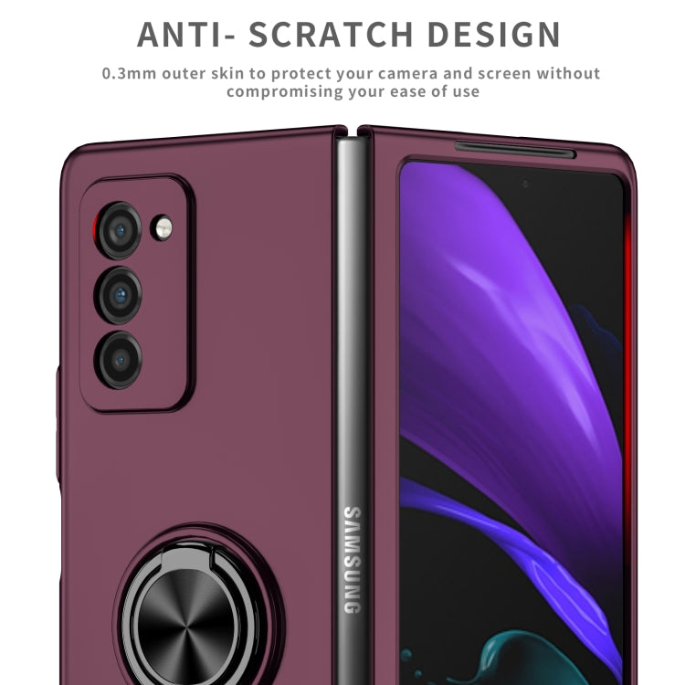 For Samsung Galaxy Z Fold2 5G Armor Ring Holder Phone Case(Wine Red) - Galaxy Phone Cases by PMC TechLife | Online Shopping South Africa | PMC TechLife