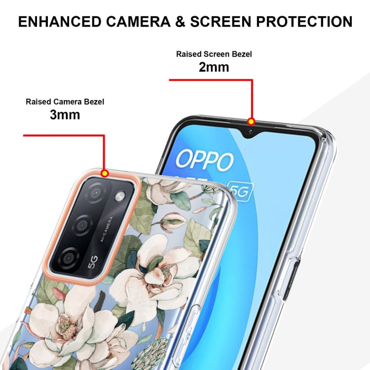 For OPPO A55 5G / A53S 5G / A54 4G / A16 / A54S 4G Flowers and Plants Series IMD TPU Phone Case(Green Gardenia) - OPPO Cases by PMC TechLife | Online Shopping South Africa | PMC TechLife | Buy Now Pay Later Mobicred