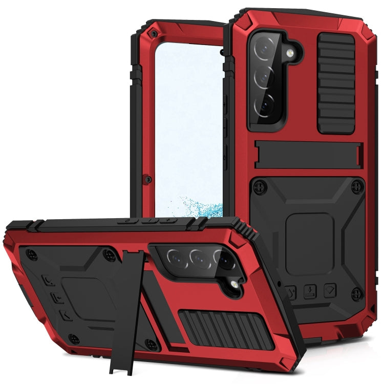 For Samsung Galaxy S22+ 5G R-JUST Metal + Silicone Holder Phone Case(Red) - Galaxy S22+ 5G Cases by R-JUST | Online Shopping South Africa | PMC TechLife | Buy Now Pay Later Mobicred