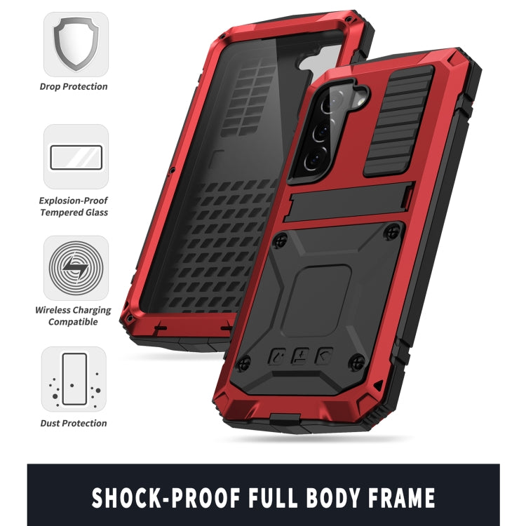 For Samsung Galaxy S22+ 5G R-JUST Metal + Silicone Holder Phone Case(Red) - Galaxy S22+ 5G Cases by R-JUST | Online Shopping South Africa | PMC TechLife | Buy Now Pay Later Mobicred