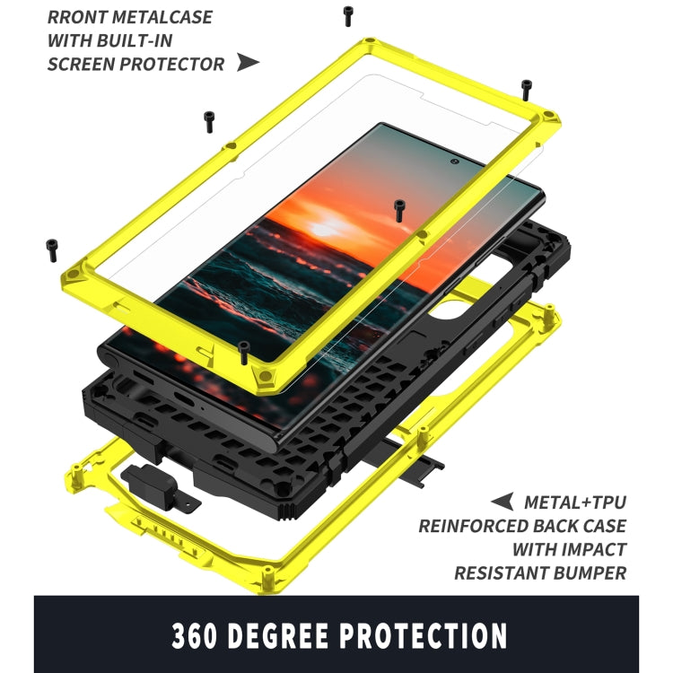 For Samsung Galaxy S22 Ultra 5G R-JUST Metal + Silicone Holder Phone Case(Yellow) - free shipping - PMC TechLife - Order now!