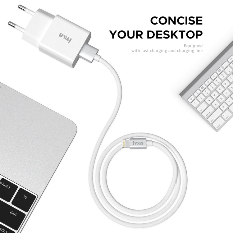 IVON AD-35 2 in 1 18W QC3.0 USB Port Travel Charger + 1m USB to USB-C / Type-C Data Cable Set, US Plug(White) - USB Charger by IVON | Online Shopping South Africa | PMC TechLife | Buy Now Pay Later Mobicred