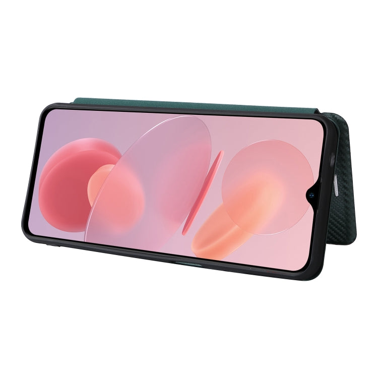 For Ulefone Note 12P Carbon Fiber Texture Horizontal Flip PU Phone Case(Green) - Ulefone Cases by PMC Jewellery | Online Shopping South Africa | PMC Jewellery | Buy Now Pay Later Mobicred