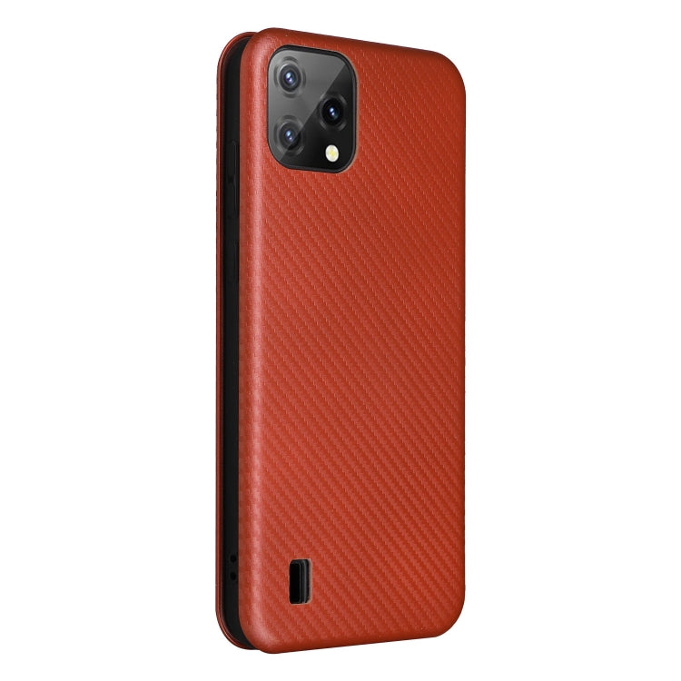 For Blackview A55 Carbon Fiber Texture Horizontal Flip PU Phone Case(Brown) - More Brand by PMC TechLife | Online Shopping South Africa | PMC TechLife | Buy Now Pay Later Mobicred